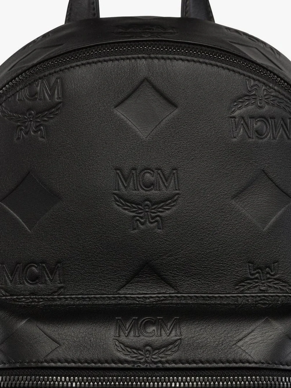 MCM Black Visetos Embossed Mini Backpack